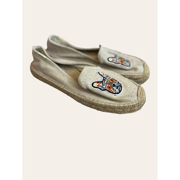 Soludos French Bulldog Canvas Espadrilles Platform Slip On Shoes Size 10 - Picture 2 of 9